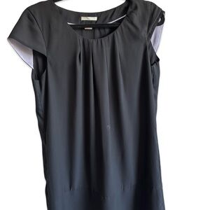 H&M Black Cap Sleeve Pleated Blouse